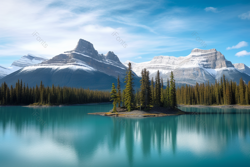 加拿大班芙国家公园湖水天空树木山峰,高清,摄影图,摄影图片,图片大全,摄影图免费下载